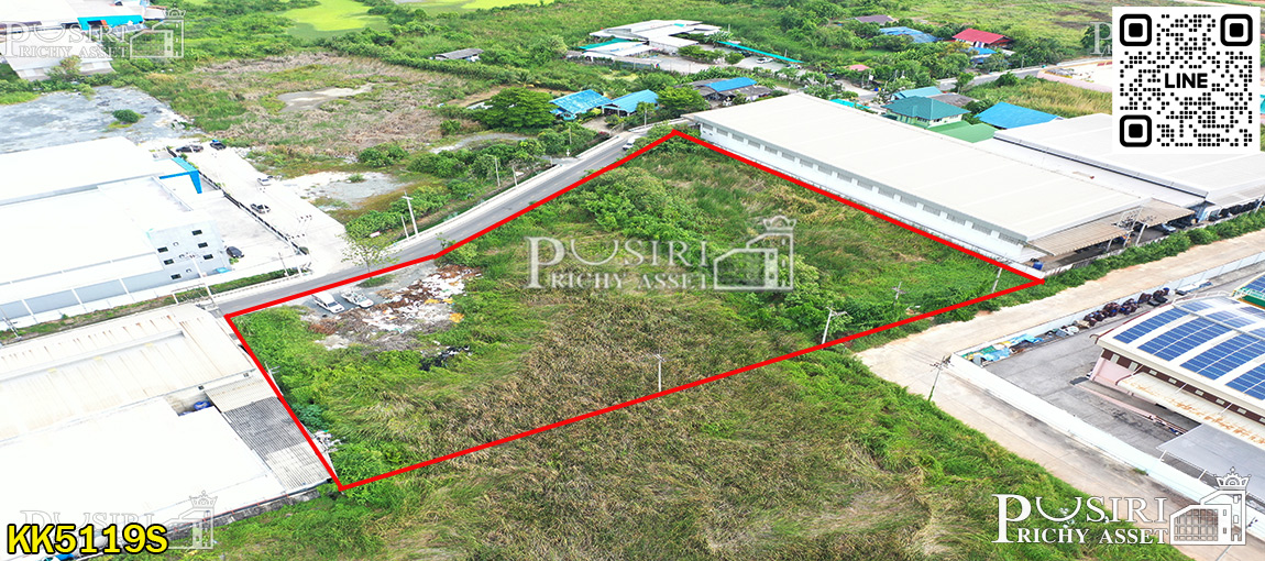 สร้างโรงงานสวย 4 ไร่ หน้ากว้างเด่น 111 ม. เทรลเลอร์เข้าออกสะดวก ติดถนนซอยราษฏร์สามัคคี 5 ใกล้ถนนเศรษฐกิจเพียง 1.1 กม. KK5119S