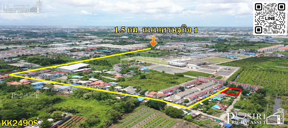 ที่สวยปลูกบ้าน/โกดังขนาดเล็ก 186.6 วา สะดวกติดถนน 3 ด้าน ในซอยค่ายกำแพงเพชร ใกล้เศรษฐกิจ พุทธสาคร
