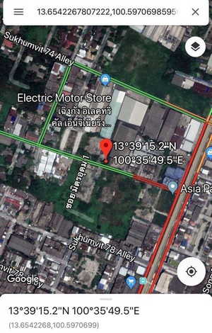 ขายที่ดินเปล่า 4 ไร่  ทำเลดี เดินทางสะดวก ถนนสุขุมวิท 76 แถวสำโรง สมุทรปราการ