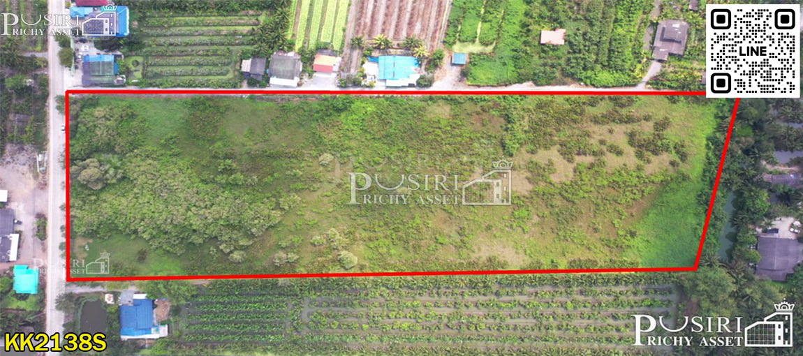 ที่ 18 ไร่ ติดถนนเส้นวัดคลองตัน ที่สวยสี่เหลี่ยม หน้ากว้างติดถนน 100 เมตร ด้านหลังติดคลอง บรรยากาศดี KK2138S
