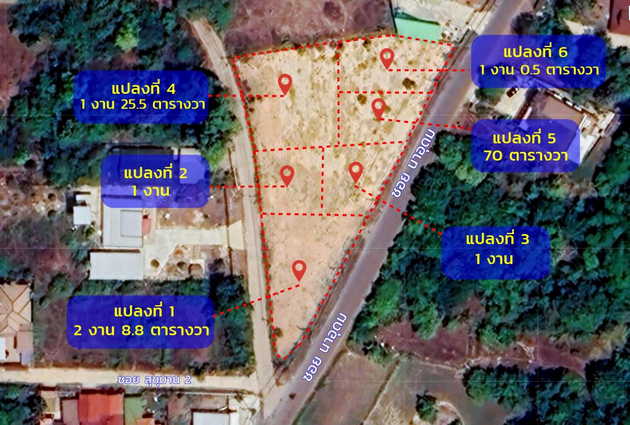 แบ่งขายที่ดินโฉนดครุฑแดง 6 แปลงติดกัน ทำเลดี น้ำไม่ท่วม 10นาทีจากตัวเมือง จังหวัดอุบลราชธานี (เจ้าของขายเอง)
