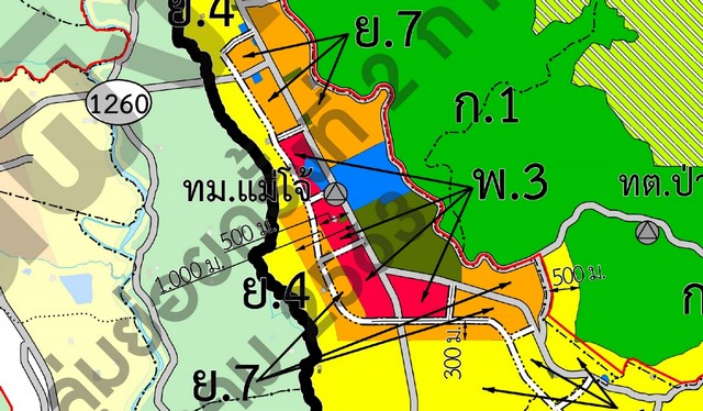 พื้นที่ดิน - ขนาด = 335 Square Wah 0 ngan 0 Rai  8375000 B. ไม่ไกลจาก มหาวิทยาลัยแม่โจ้ ราคาดีเยี่ยม ที่ดินติดถนนผังสีแดง