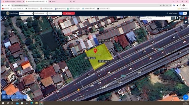 ขายที่ดินเปล่าติดถนนใหญ่ใต้สะพานพระราม 5 เนื้อที่ 226.4 ตร วา. ถนนนครอินทร์ ผังสีแดง ที่ถมแล้ว ที่ดินนนทบุรีราคาถูก
