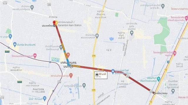 ที่ดินซอยติวานนท์31 นนทบุรี  ขนาด 103 ตร.ว ถมแล้ว ใกล้สถานีไฟฟ้า สนามบินน้ำ 