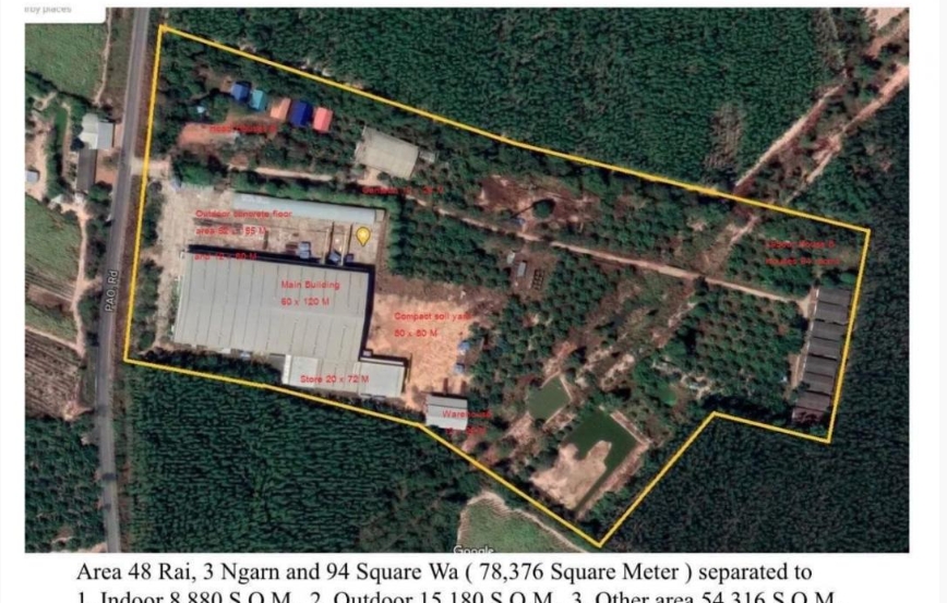 ให้เช่าแลขาย โรงงาน อ.สนามชัยเขต ฉะเชิงเทรา เนื้อที่ 48 ไร่ มี รง.4 