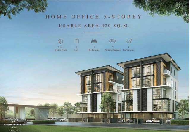 ให้เช่าโฮมออฟฟิศ 5 ชั้น พร้อมลิฟท์ โครงการใหม่ พรีเมี่ยม เพลส มิกซ์ นวมินทร์ Smart Home Office ติดถนนนวมินทร์133 ใกล้รถไฟฟ้า ใกล้ทางด่วน 