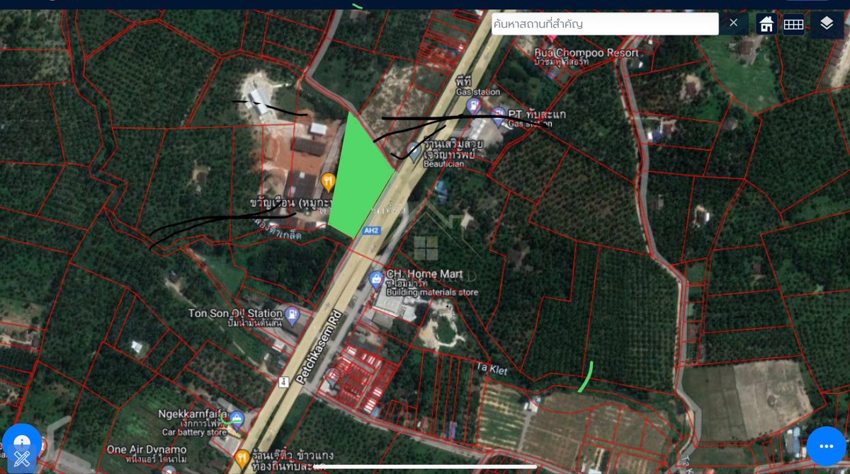 ขายที่ดิน ติดถนนเพชรเกษม 5-2-78 ไร่  อำเภอทับสะแก จังหวัดประจวบคีรีขันธ์