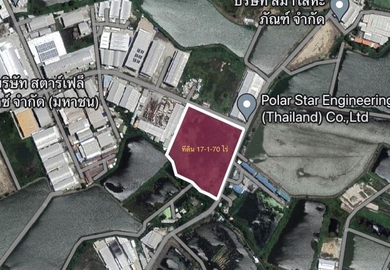C3821 ขายที่ดินเนื้อที่ 17 ไร่กว่า พื้นที่สีเหลือง ที่ดินแปลงมุมติดถนน 2 ฝั่ง ย่านเทพารักษ์ บางบ่อ สมุทรปราการ