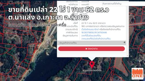 ขายที่ดินเปล่า ที่ดินเปล่า 22 ไร่ 1 งาน 62 ตร.ว. นาแส่ง – เกาะคา – ลำปาง