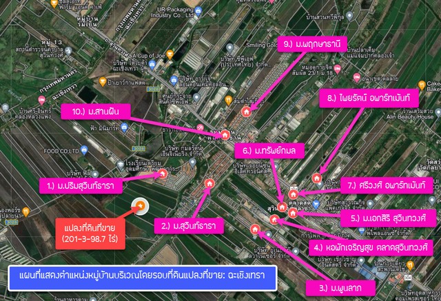???????? ที่ดินเปล่า 201-3-98.7 ไร่ (80,898.70 ตร.ว.) จ.ฉะเชิงเทรา (ห่างจากเส้นเขตแบ่งจังหวัดกรุงเทพ 2 กม.) ???? 065-586-9872 คุณโดม รัชดา