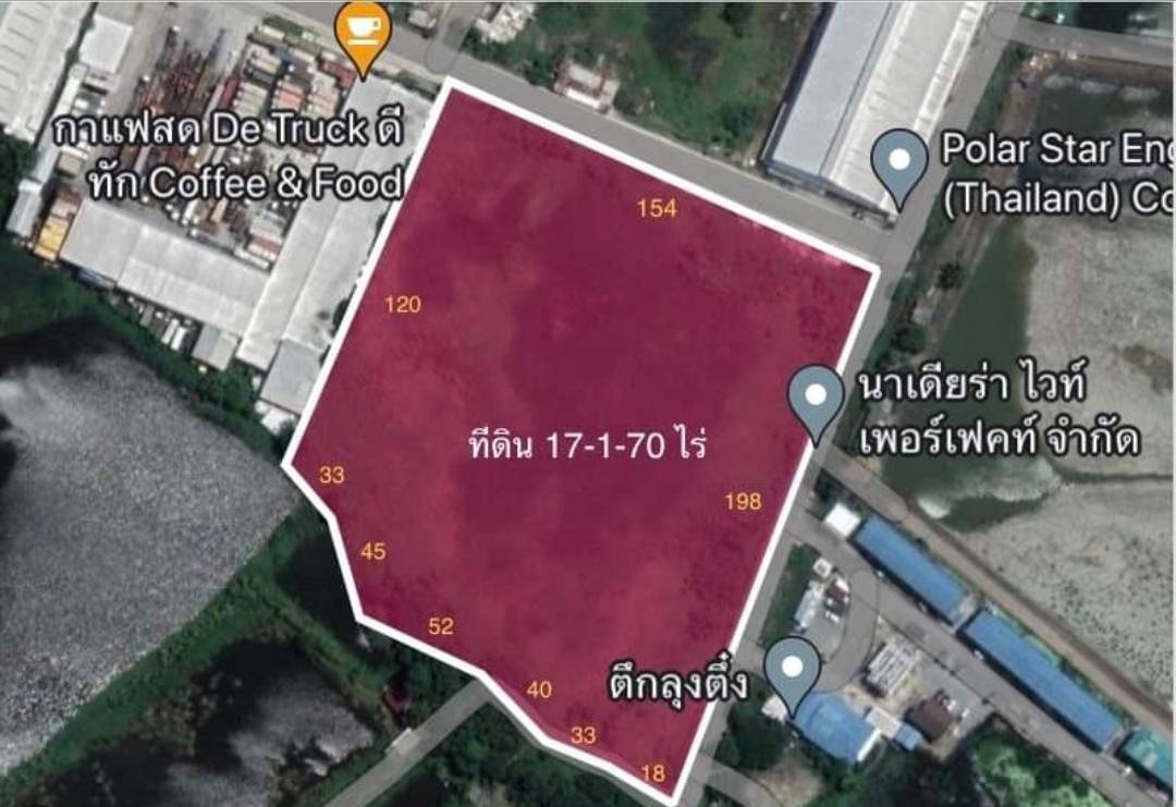 รหัสทรัพย์ R2916 ขาย ที่ดินถมแล้ว ติดถนน 2 ด้าน มีทั้งหมด 4 แปลงติดกัน พื้นที่สีเหลือง บางบ่อ สมุทรปราการ