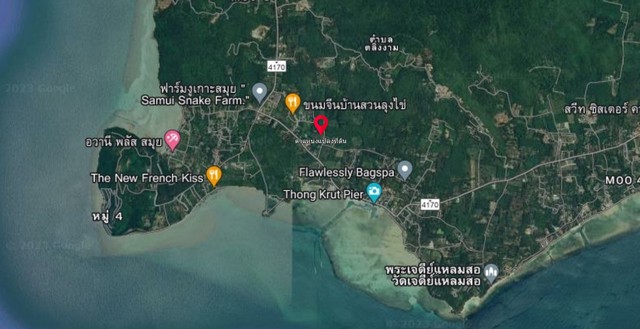 ขาย ที่ดิน เกาะสมุย 5 ไร่ 3 งาน 42 วา ใกล้ท่าเรือ อ่าวท้องกรูด ถนนลาดยางแล้ว ต.ตลิ่งงาม