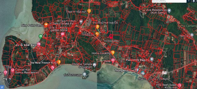 ขาย ที่ดิน เกาะสมุย 5 ไร่ 3 งาน 42 วา ใกล้ท่าเรือ อ่าวท้องกรูด ถนนลาดยางแล้ว ต.ตลิ่งงาม
