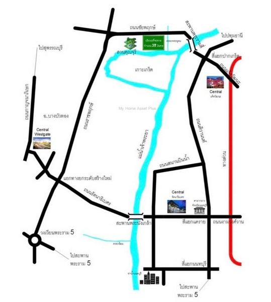 MH0012 ขายที่ ติดถนนชัยพฤกษ์ ขนาด 37 ไร่ คลองพระอุดม อำเภอปากเกร็ด นนทบุรี