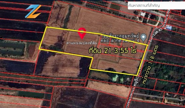 ขายที่ดิน 21-3-55 ไร่ ใกล้วัดราษฎร์นิยม อ.บางบัวทอง จ.นนทบุรี