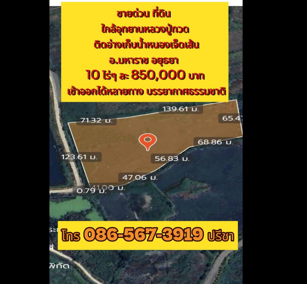 ขายที่ดินเปล่า ทำเลทอง อำเภอมหาราช จังหวัดพระนครศรีอยุธยา