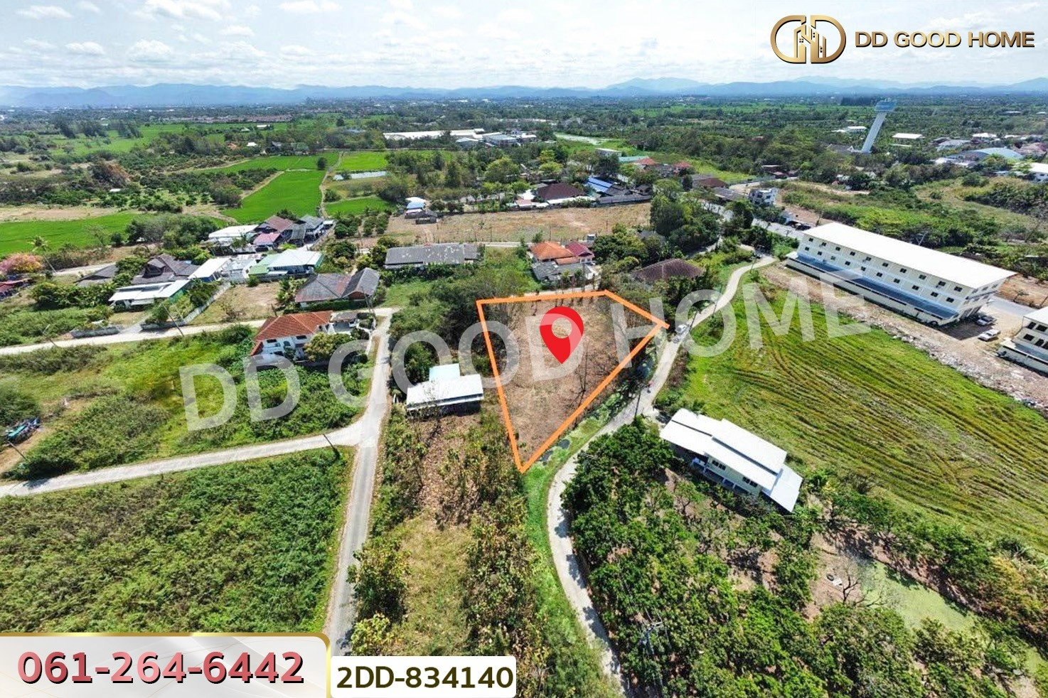 2DD-834140 ที่ดินริมปิง 1 ไร่ 17.2 ตร.ว. ลำพูน ใกล้สำนักงานเทศบาลตำบลริมปิง