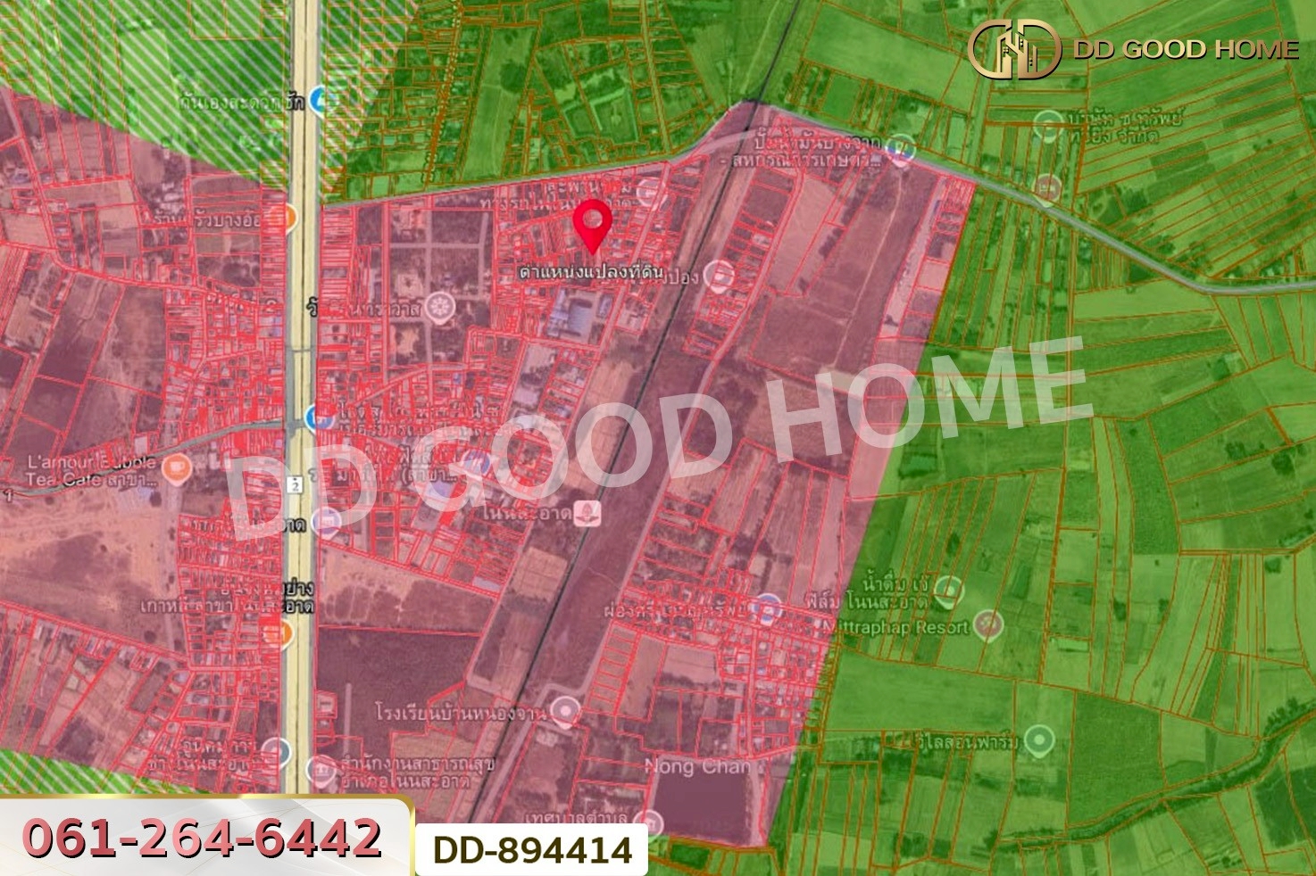 DD-894414 ที่ดินโนนสะอาด 135 ตร.ว. อุดรธานี ใกล้เทศบาลตำบล