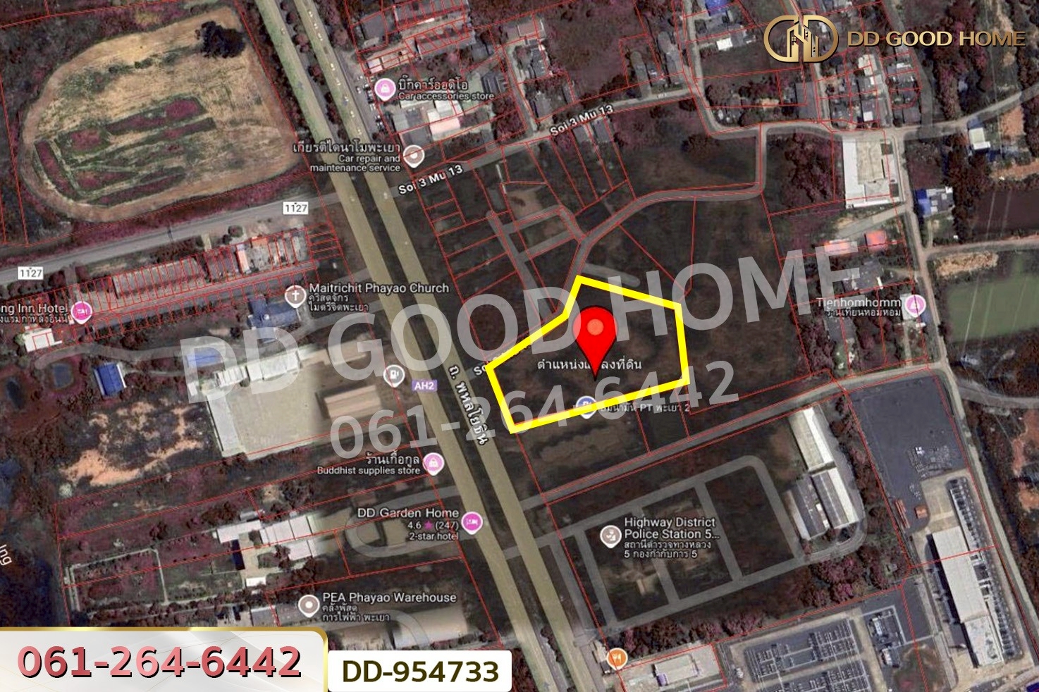 DD-954733 ที่ดินบ้านต๋อม 4 ไร่ 280.8 ตร.ว พะเยา ใกล้สถาบันวิทยาการจัดการแห่งแปซิฟิค