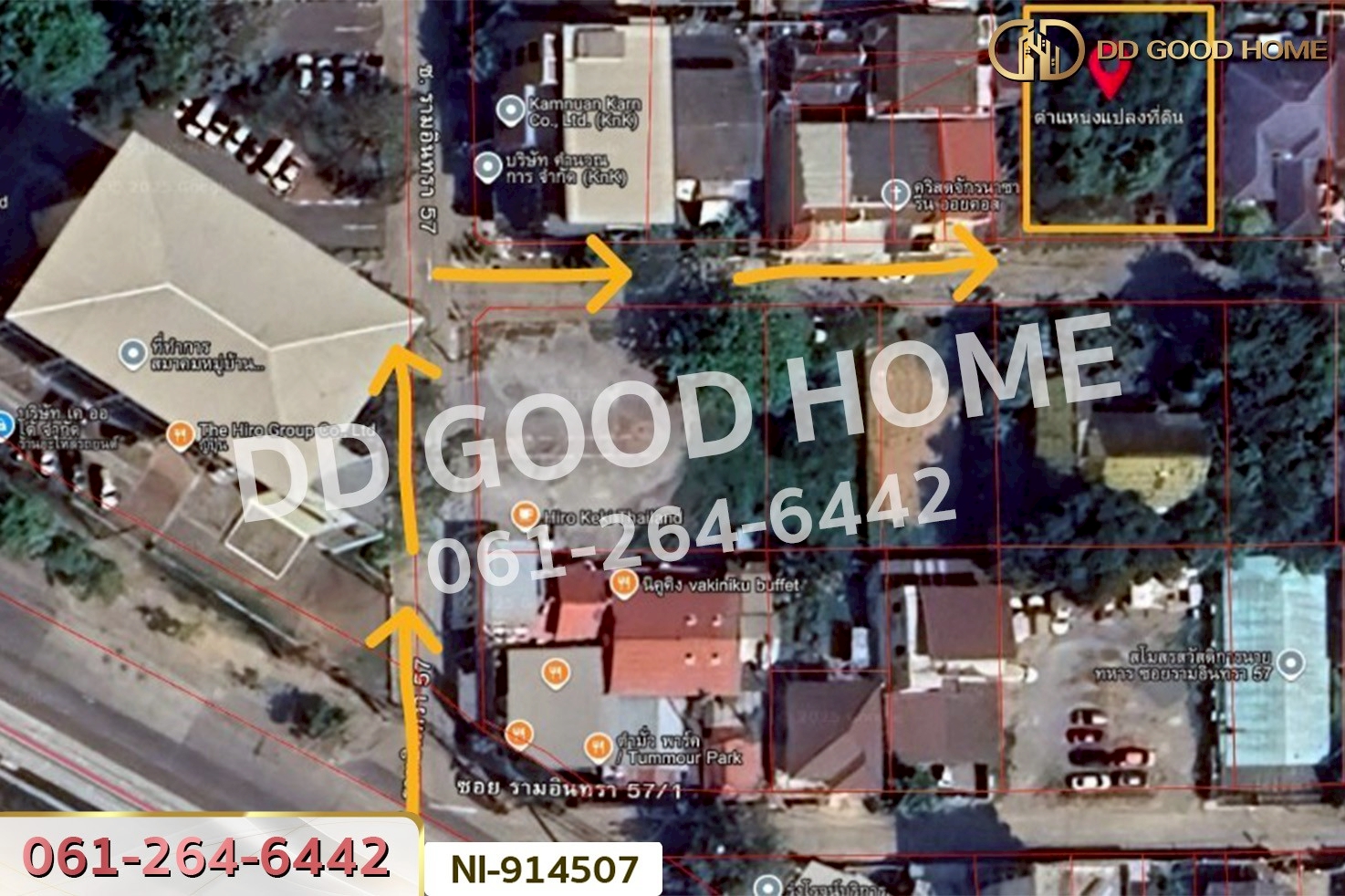 NI-914507 ที่ดินบางกะปิ 171.6 ตร.ว. ซ.รามอินทรา 57 แยก 2 (หมู่บ้านสวัสดิการนายทหาร) ใกล้ MRT สถานีวัชรพล