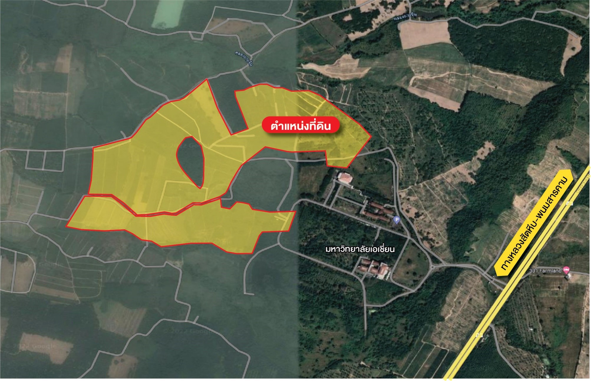 ขายที่ดินเปล่า แปลงใหญ่  ทำเลศักยภาพ อำเภอบางละมุง จังหวัดชลบุรี