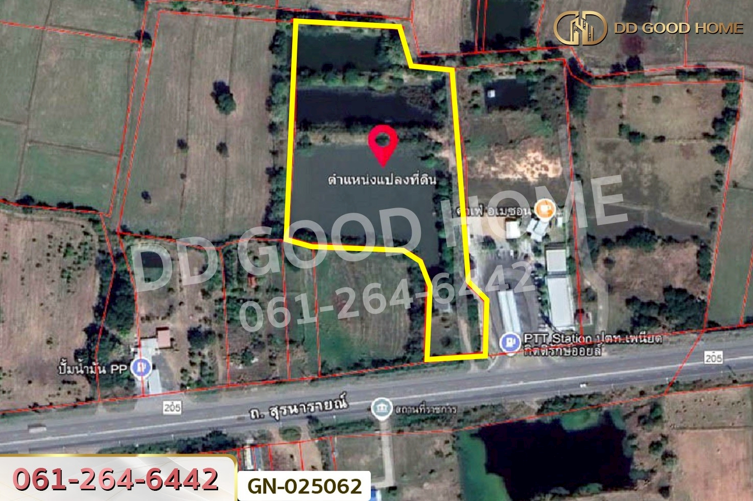 GN-025062 ที่ดินโคกสำโรง 10 ไร่ 259 ตร.ว. ถ.สุรนารายณ์ ลพบุรี ใกล้วัดเขาวงพระจันทร์