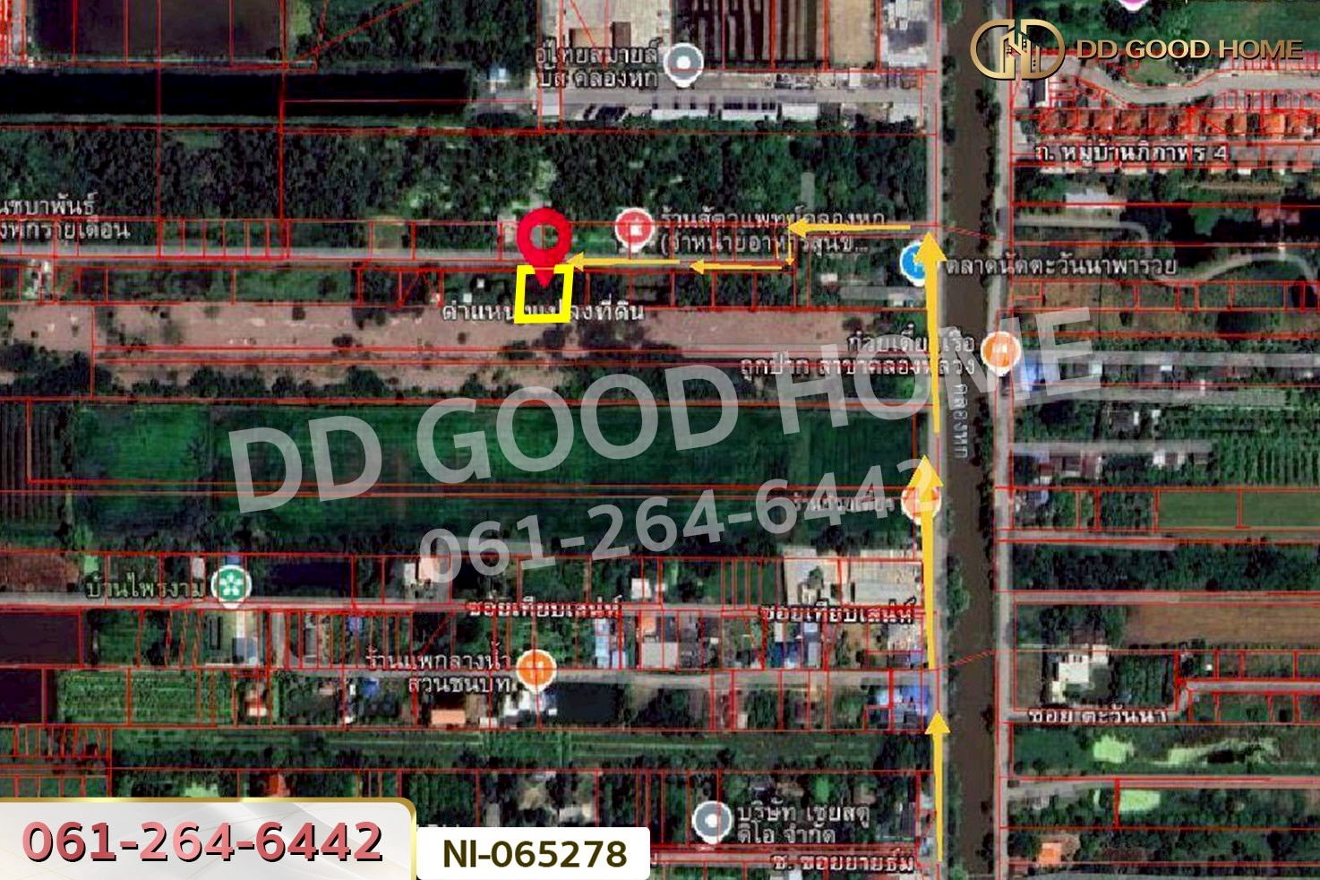 NI-065278 ที่ดินคลองหก 200 ตร.ว. ปทุมธานี ใกล้มหาวิทยาลัยเทคโนโลยีราชมงคลธัญบุรี