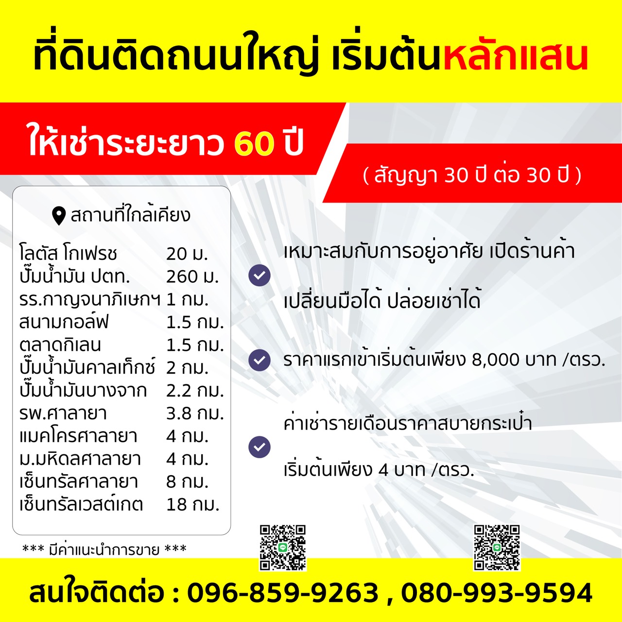 ให้เช่าที่ดินระยะยาว 60 ปีทำเลดี จังหวัดนครปฐม