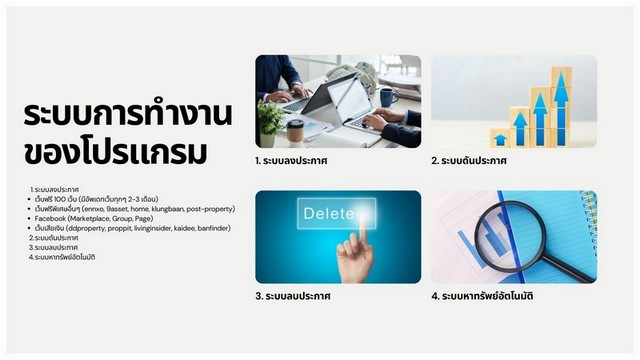ขายโปรแกรมลงประกาศอสังหาริมทรัพย์อัตโนมัติ สำหรับนายหน้าอสังหาริมทรัพย์โดยเฉพาะ