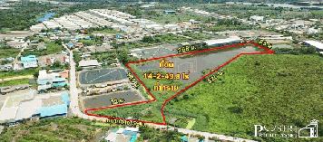 ที่สีม่วง 14 ไร่เศษ ราคาที่ต่ำราคาตลาด 35% เข้าออกได้ถึง 3 เส้นทาง ใกล้ ถ.บางปลา ถ.เศรษฐกิจ  ถ.พระราม 2