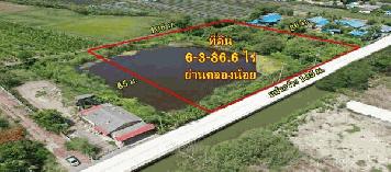 ขายที่ 6ไร่เศษ สวยสง่าหน้ากว้าง 127 เมตร รูปทรงสวยเทพ  ย่านคลองน้อย และใกล้ ถ.เศรษฐกิจ – KK 2139S