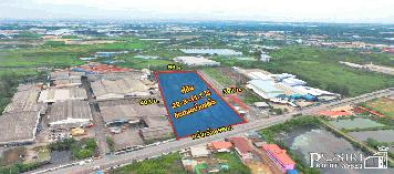 ที่ดิน 22 ไร่เศษ สวย เด่น ติดถนนเส้นบ้านแพ้ว เหมาะทำจัดสรร และขึ้นโครงการ เดินทางสะดวกใกล้พระราม 2 เพียง 1.1 กม. เท่านั้น 