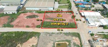 ที่สวย 608 วา ติดถนน 2 ด้าน ถนนกว้างสะดวก แวดล้อมด้วยโรงงานด้วยกัน 