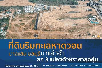 หาดวอนนภา-บางแสน 20 ไร่ พื้นที่รวม 20 ไร่ 1 งาน 38 ตารางวา ติดหาดวอนนภาบางแสน