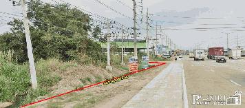 ที่ 6.5 ไร่ ตรงข้ามนิคมอุตสาหกรรมปิ่นทอง1 เด่น ใกล้มอเตอร์เวย์ 7 เติมคุณค่าด้วยติดถนน 3 ด้าน ถมเต็มพื้นที่ 