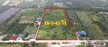 ขายที่ 18ไร่ ติดถนนเส้นวัดคลองตัน กับที่สวย สี่เหลี่ยมสวย หน้ากว้างติดถนนถึง 100 เมตร ด้านหลังติดคลอง บรรยากาศดี - KK2138S