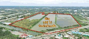 ที่ 188 ไร่ หน้ากว้าง เดินทางสะดวก ติด ถ.บ้านแพ้ว ใกล้ฝั่งพระราม 2 ใช้งานง่าย ติดถนนถึง 2 ด้าน 
