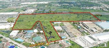 ที่สร้างโรงงานทุกประเภท 66 ไร่ สีม่วง สมุทรสาคร พื้นที่กว้างด้านใน เทรลเลอร์สะดวก ระบายก็สะดวก 