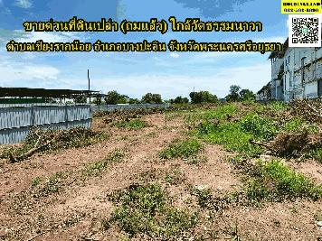 ขายด่วนที่ดินเปล่า (ถมแล้ว)ใกล้วัดธรรมนาวา ตำบลเชียงรากน้อย อำเภอบางปะอิน จังหวัดพระนครศรีอยุธยา 