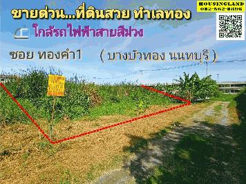 ขายที่ดินสวย ทำเลทอง ซอยทองคำ1 ใกล้รถไฟฟ้าสายสีม่วง และ เซ็นทรัล เวสเกต ตำบลบางรักพัฒนา อำเภอบางบัวทอง จังหวัดนนทบุรี 