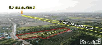 ขายที่ 10 ไร่เศษ ใกล้ ถ. ตัดใหม่พรานนก - สาย 4 ร่มรื่น ด้านหน้า ติดคลอง กว้างๆ รับลมตลอดปี รถยนต์เข้าออกสบาย เพียง 1.7 กม. ถ. สาย 4 KK4330S