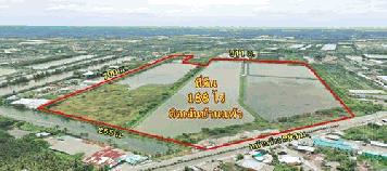 ขายที่ 188 ไร่ หน้ากว้าง เดินทางสะดวกติด ถ.บ้านแพ้ว ใกล้ ฝั่งพระราม 2 ใช้งานง่าย ติดถนนถึง 2 ด้าน - KK0871S