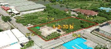 ขายที่สวยสร้างโรงงาน 1.5 ไร่ ติดถนน 2 ด้าน แปลงมุมงดงาม ถมพร้อมสร้างหน้ากว้าง 56 ม. เทรลเลอร์ เข้าออก สบาย ใกล้คลองสี่วา ถ.เศรษฐกิจ และเอกชัย- KK5188S