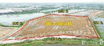 ที่ สวยสร้างโกดัง 38 ไร่เศษ หน้ากว้างถึง 200 ม. ติดถนน ที่รถเทรลเลอร์เข้าออกสบาย ใกล้ถนนบ้านแพ้ว พระราม 2 คุ้มค่ากว่าที่อื่นๆ 17% - KK1044S