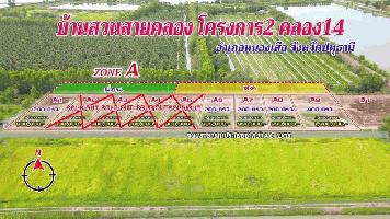 ขายที่ดิน บ้านสวนสายคลอง โครงการ 2 คลอง14 อำเภอหนองเสือ จังหวัดปทุมธานี