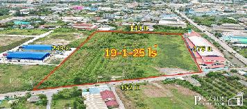 มั่นใจสร้างได้ทุกโรงงาน ที่สีม่วงเเท้ทั้งเเปลง 19 ไร่เศษ หน้ากว้าง 152 ม. เทรลเลอร์เข้า-ออกสะดวก ใกล้ถนนเศรษฐกิจ พุทธสาคร KK5112S