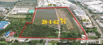 ขายที่ สวยเด่น สร้าง โรงงานได้ทุกประเภท หน้ากว้าง 202 เมตร ขนาด 28 ไร่ 162 วา ติดคลอง ถนนกว้างใช้รถเทเลอร์ ได้สะดวก ใกล้นิคมสมุทรสาคร - KK2602S