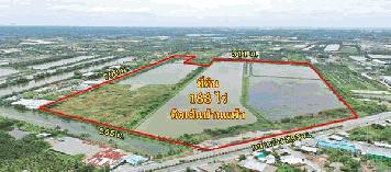 ขายที่ 188 ไร่ หน้ากว้าง เดินทางสะดวก ติดกับ ถ.บ้านแพ้ว ใกล้ฝั่งพระราม2 ใช้งานง่าย ติดถนนถึง 2 ด้าน - KK0871S