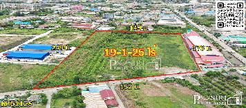 มั่นใจสร้างได้ทุกโรงงาน ที่สีม่วงเเท้ทั้งเเปลง 19 ไร่เศษ หน้ากว้าง 152 ม. เทรลเลอร์เข้า-ออกสะดวก ใกล้ถนนเศรษฐกิจเเละพุทธสาคร KK5112S
