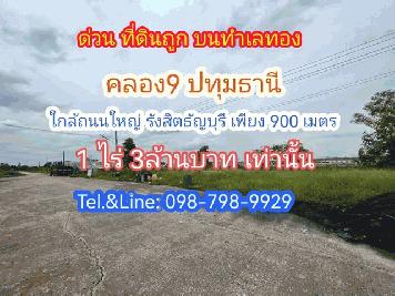 คลอง9 ธัญบุรี(ซ.ต้นไม้ใหญ่) ใกล้ถนนใหญ่รังสิตนครนายก 900 เมตร 1 ไร่